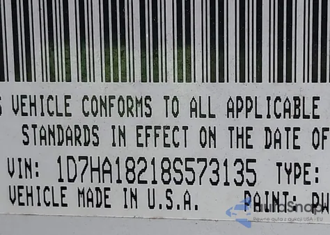 2008 Dodge Ram 1500 Slt z USA, uszkodzony, nr VIN 1D7HA18218S573135